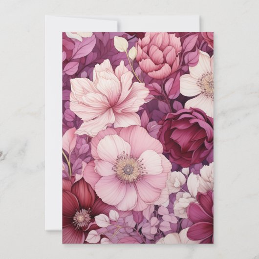 Shades of Wine Bloemen Bruiloft Uitnodiging (Achterkant)