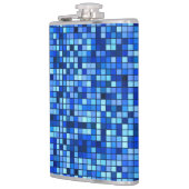 Shades of Winter Blue and Black Squares Pattern Heupfles (Links)