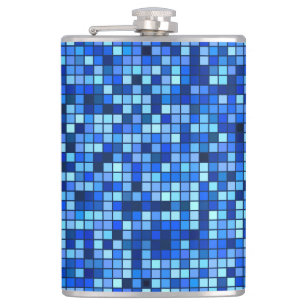 Shades of Winter Blue and Black Squares Pattern Heupfles