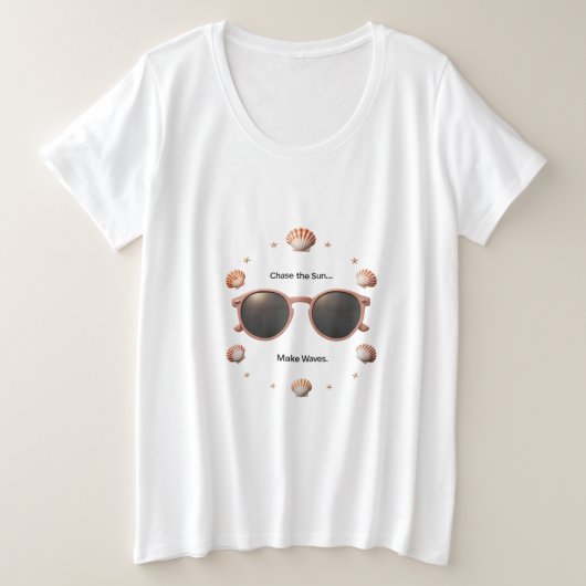 Shades & Shells – Zonovergoten stijl Grote Maat T-shirt (Design voorkant)