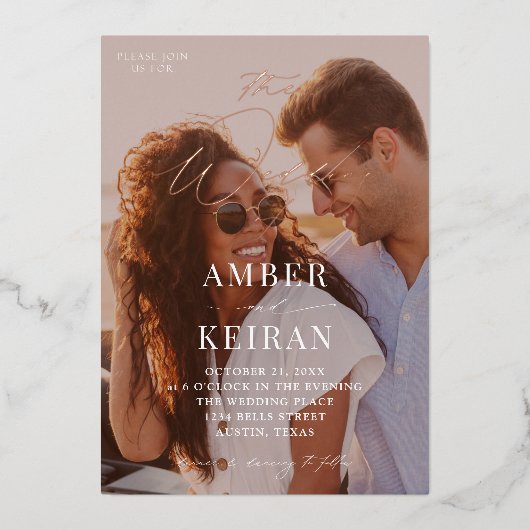 Shades- Sun Kust Photo Wedding Folie Uitnodiging (Voorkant)