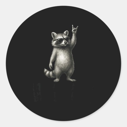 Shades Trash DJ Rock Raccoon Panda Ronde Sticker (Voorkant)