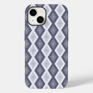 Shades van blauw grijs diamantpatroon Case-Mate iPhone 14 hoesje