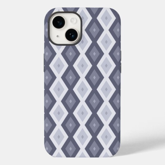 Shades van blauw grijs diamantpatroon Case-Mate iPhone case (Achterkant)