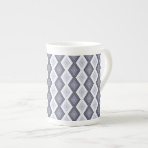 Shades van blauw grijs diamantpatroon porselein kop
