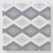 Shades van blauw grijs diamantpatroon stenen onderzetter (Voorkant)
