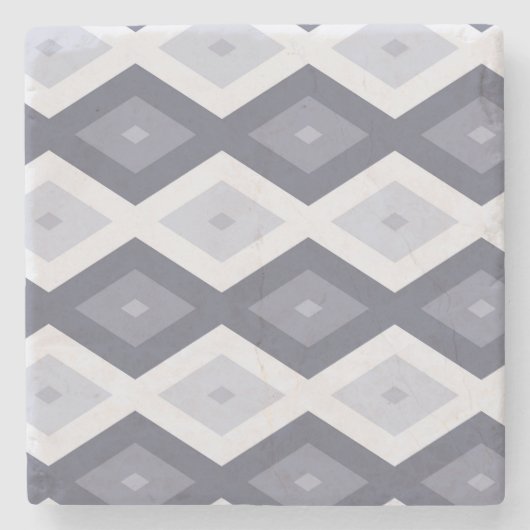 Shades van blauw grijs diamantpatroon stenen onderzetter (Voorkant)