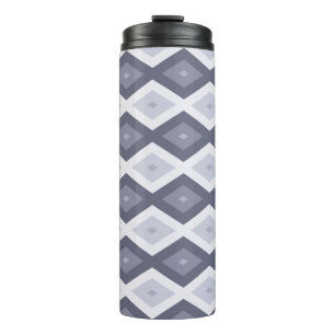 Shades van blauw grijs diamantpatroon thermosbeker