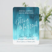 Shades van blauwgroen moderne kunst, sla de datumk save the date (Staand voorkant)