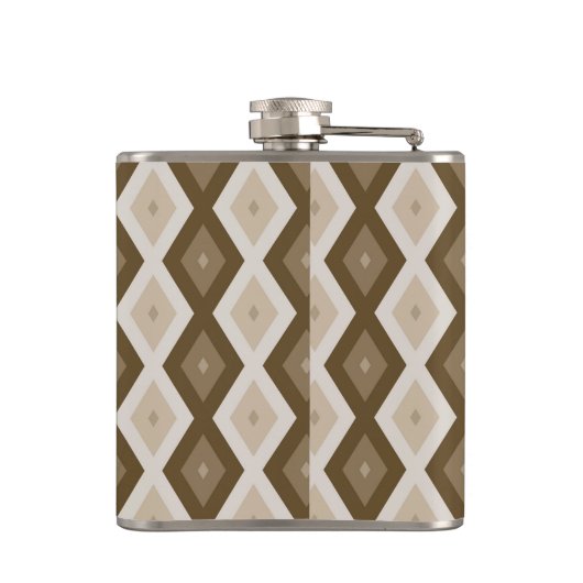 Shades van bruin diamantpatroon heupfles (Achterkant)