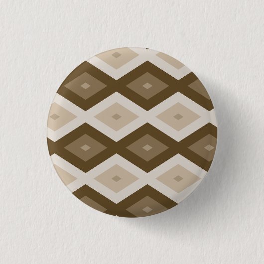 Shades van bruin diamantpatroon ronde button 3,2 cm (Voorkant)