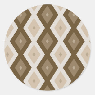 Shades van bruin diamantpatroon ronde sticker