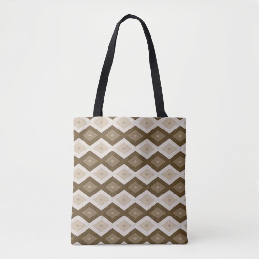 Shades van bruin diamantpatroon tote bag (Voorkant)