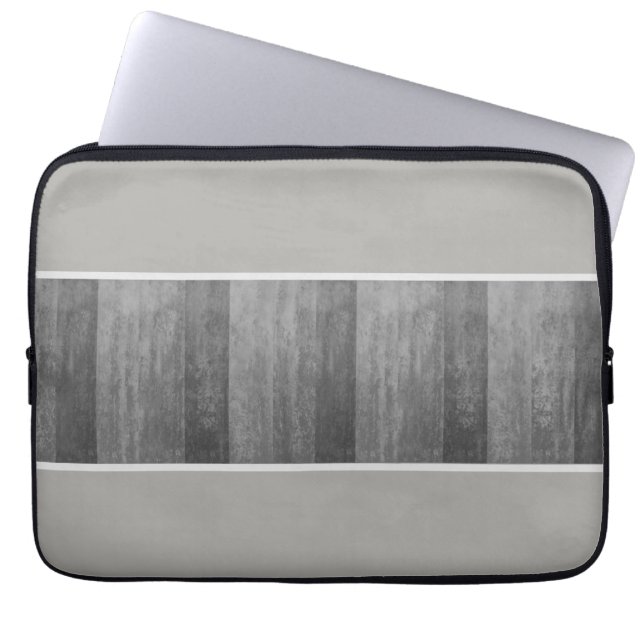 Shades van grijze ombre gestript laptop sleeve (Voorkant)