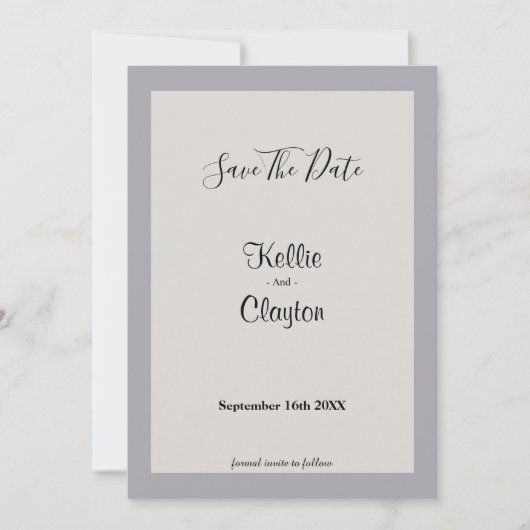 Shades van grijze omlijsting sparen de datum save the date (Voorkant)