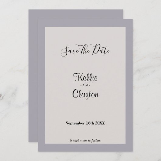 Shades van grijze omlijsting sparen de datum save the date (Voorkant / Achterkant)