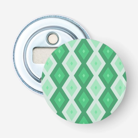 Shades van groen diamantpatroon button flesopener (Voorkant)