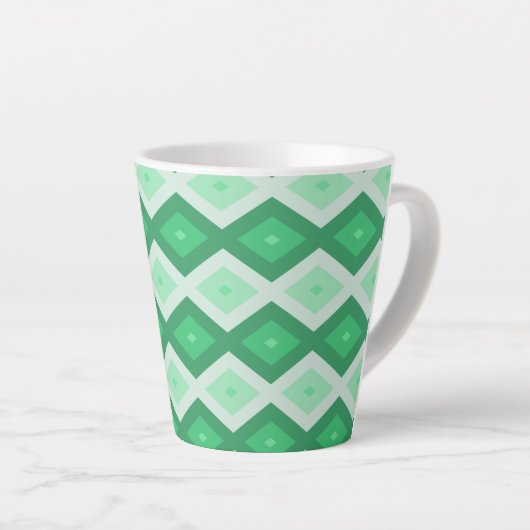 Shades van groen diamantpatroon latte mok (Rechterhoek)