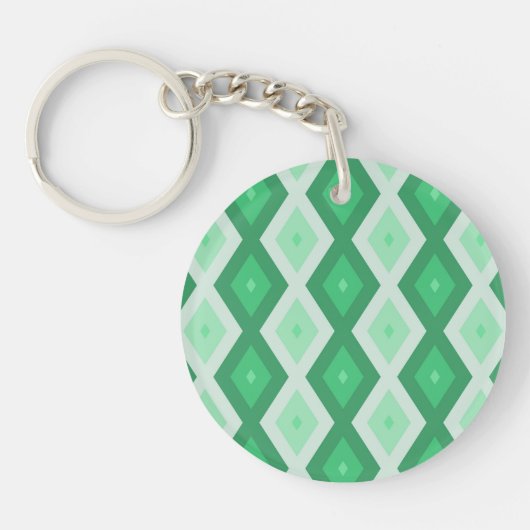 Shades van groen diamantpatroon sleutelhanger (Voorkant)