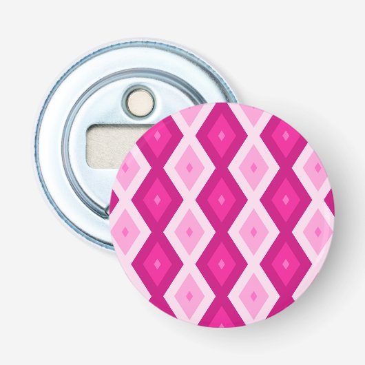 Shades van het diamantpatroon van fuchsia button flesopener (Voorkant)