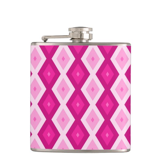 Shades van het diamantpatroon van fuchsia heupfles (Voorkant)