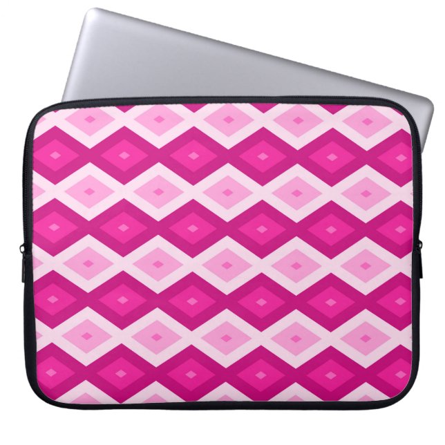 Shades van het diamantpatroon van fuchsia laptop sleeve (Voorkant)