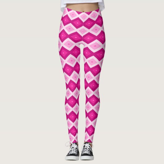 Shades van het diamantpatroon van fuchsia leggings (Voorkant)
