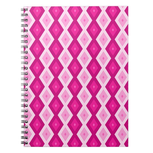 Shades van het diamantpatroon van fuchsia notitieboek (Voorkant)