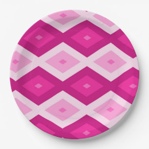 Shades van het diamantpatroon van fuchsia papieren bordje