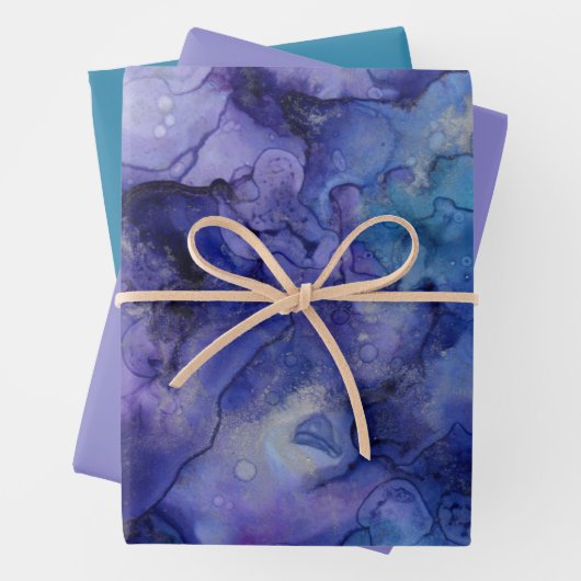 Shades van Paarse blauwe Abstracte Waterverf gemar Inpakpapier Vel (In situ)