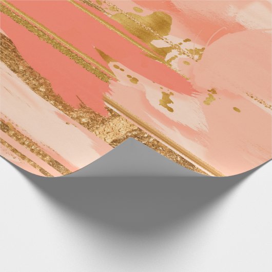 Shades van perzik en goudberoerten cadeaupapier (Hoek)