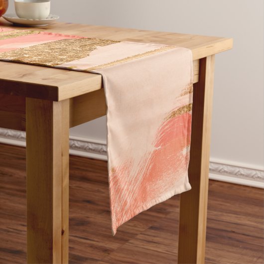 Shades van perzik en goudberoerten korte tafelloper (Voorbeeld)