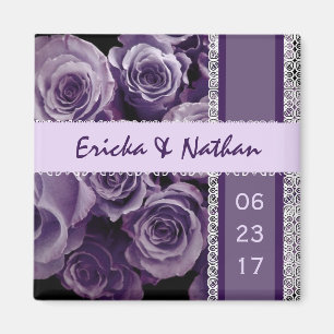 SHADES VAN VIOLET PAARSE Lace Wedding Rose Bouquet Magneet