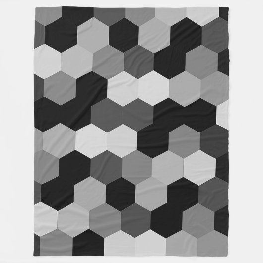 Shades van zwart-wit geometrische zeshoek fleece deken (Voorkant)