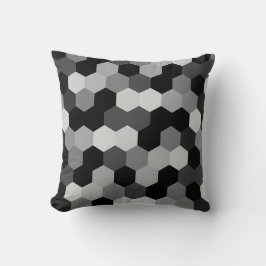 Shades van zwart-wit geometrische zeshoek kussen
