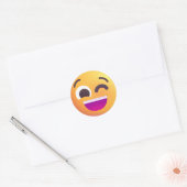 Shading Winking Face Cute Emoji Happy Vibes Yellow Ronde Sticker (Envelop)