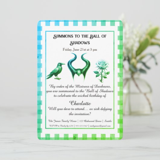 Shadow Ball Dark Fantasy Birthday Design Script Kaart (Staand voorkant)