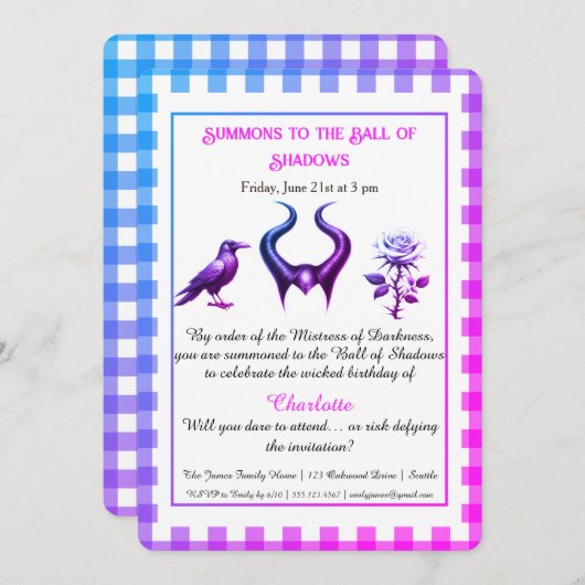 Shadow Ball Dark Fantasy Birthday Design Script Kaart (Voorkant / Achterkant)