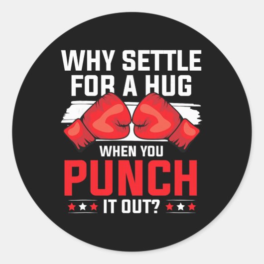 Shadow Boxing Punching Kickboxing G Gloves Boxer F Ronde Sticker (Voorkant)