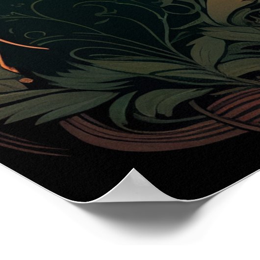 Shadow Bunn - Art Nouveau Black Rabbit/Bunny Poster (Hoek)