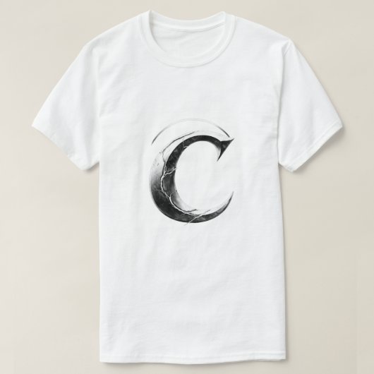Shadow C – Donkere gothische letter C T-shirt (Design voorkant)