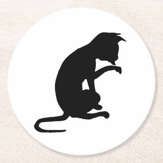 Shadow cat ronde kartonnen onderzetter (Voorkant)