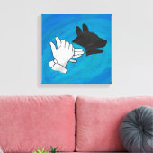 Shadow Dog op Blue Canvas Afdruk (Insitu (Woonkamer))