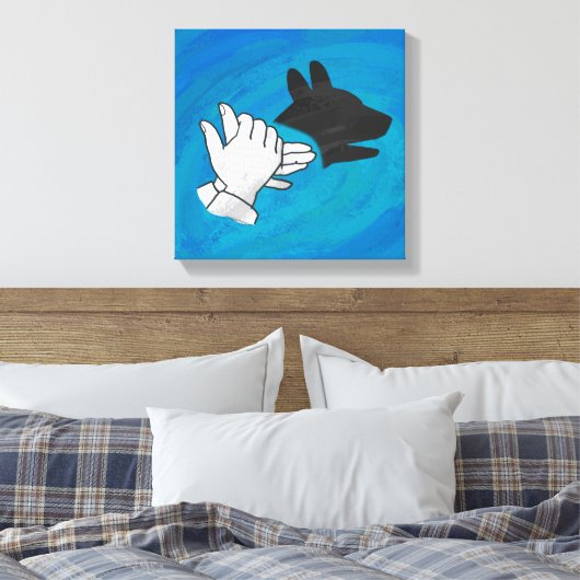 Shadow Dog op Blue Canvas Afdruk (Insitu (Slaapkamer))