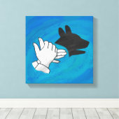 Shadow Dog op Blue Canvas Afdruk (Insitu (Houten vloer))