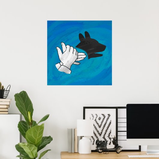 Shadow Dog op Blue Poster (Thuiskantoor)