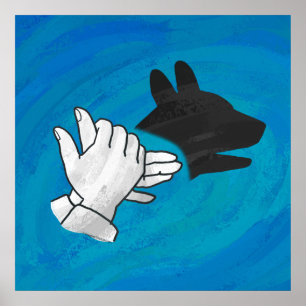 Shadow Dog op Blue Poster