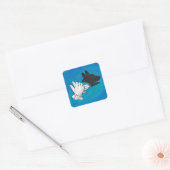 Shadow Dog op Blue Vierkante Sticker (Envelop)