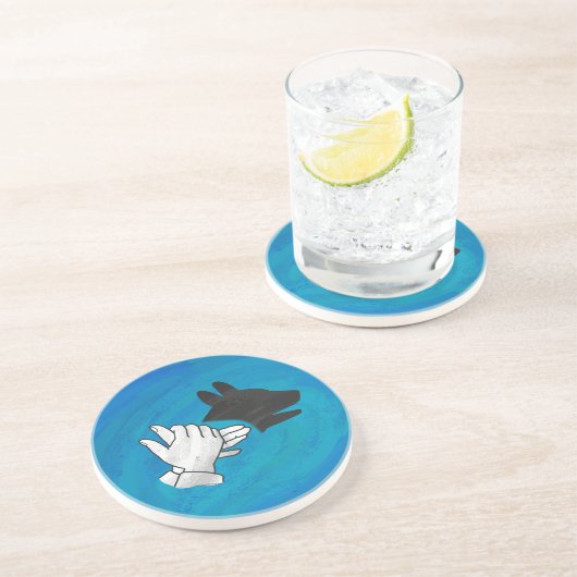 Shadow Dog op Blue Zandsteen Onderzetter (Zijkant)