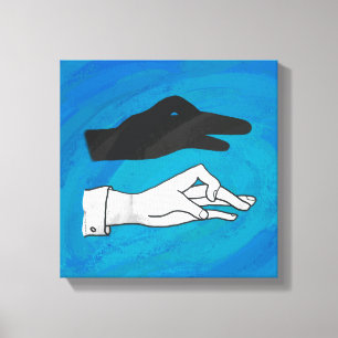 Shadow Duck op Blue Canvas Afdruk